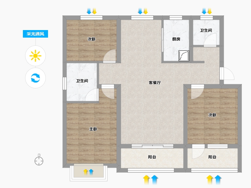 河北省-邢台市-襄元府-84.90-户型库-采光通风