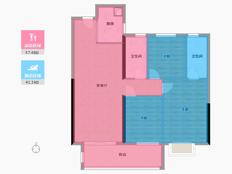 湖北省-荆州市-信达·江城壹号-94.00-户型库-动静分区