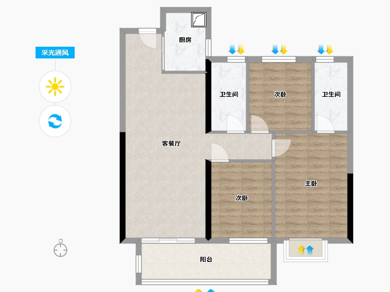 湖北省-荆州市-信达·江城壹号-94.00-户型库-采光通风