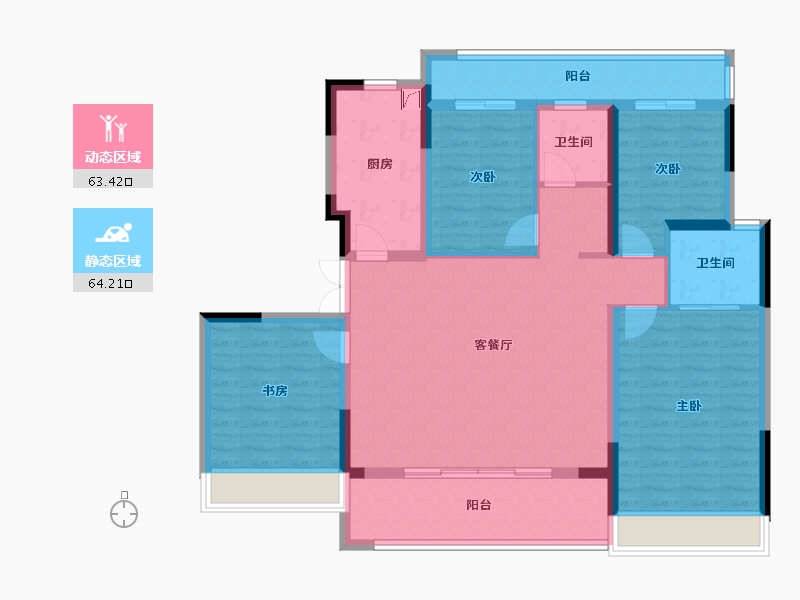 河南省-郑州市-招商美景·雍瑞园-114.41-户型库-动静分区