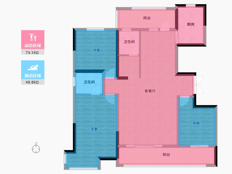 宁夏回族自治区-银川市-龙辰九悦湾三期-114.54-户型库-动静分区