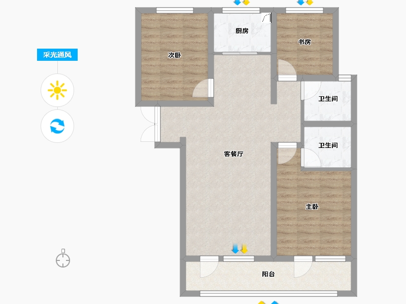 河北省-邢台市-臻园-84.27-户型库-采光通风