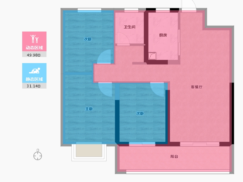 陕西省-西安市-招商央畔-72.00-户型库-动静分区