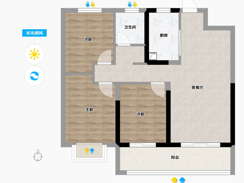 陕西省-西安市-招商央畔-72.00-户型库-采光通风