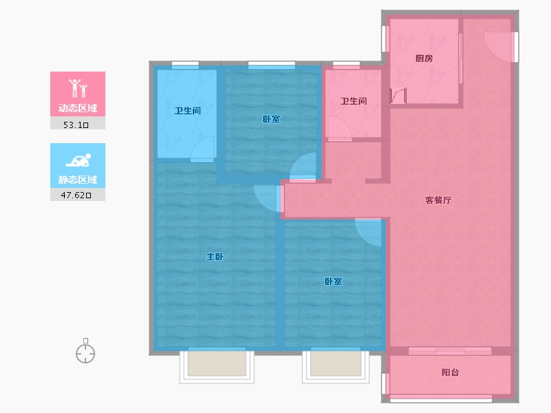 陕西省-西安市-国宸府-89.56-户型库-动静分区