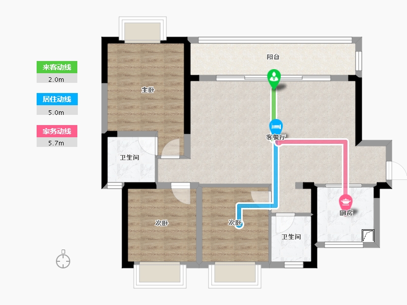 贵州省-遵义市-阳光城溪山悦-86.41-户型库-动静线