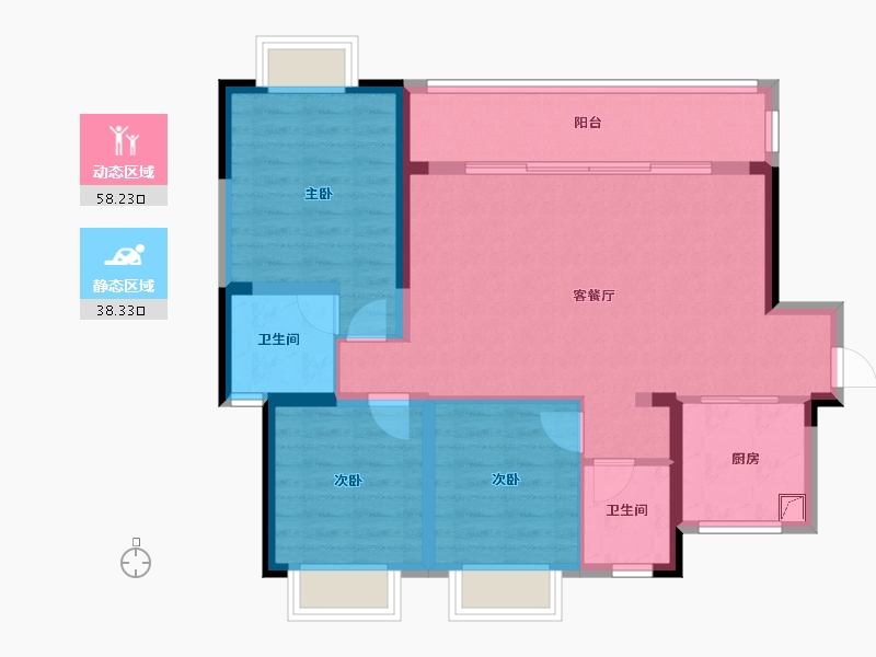 贵州省-遵义市-阳光城溪山悦-86.41-户型库-动静分区