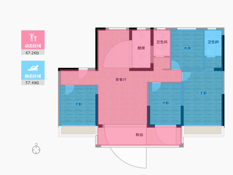 江苏省-宿迁市-碧桂园-89.51-户型库-动静分区