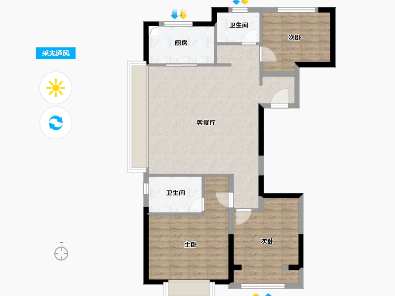 陕西省-西安市-紫云府学宸-92.00-户型库-采光通风