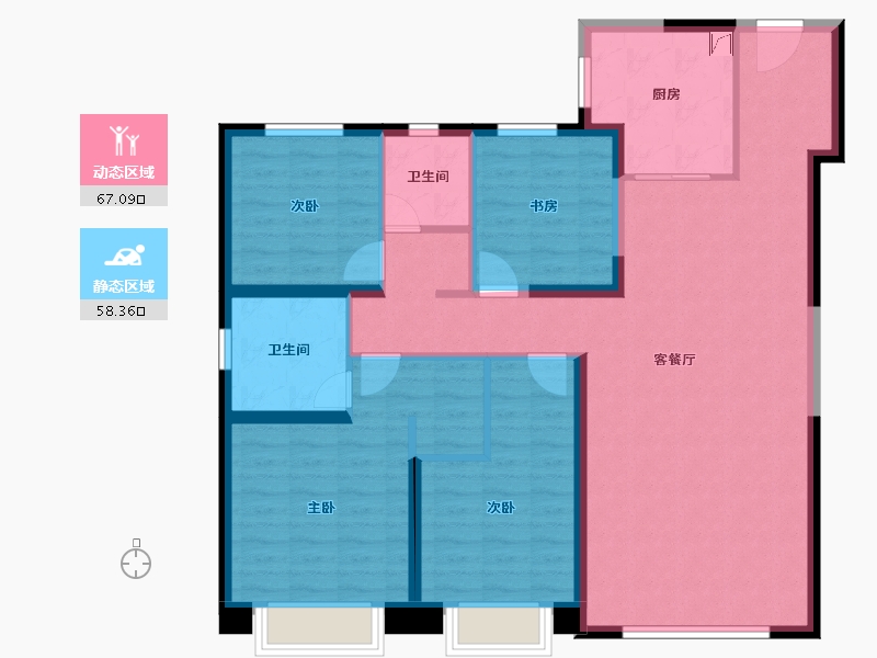 陕西省-西安市-西安天铂-112.82-户型库-动静分区