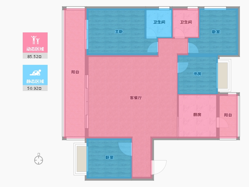 云南省-昆明市-龙湖揽境-124.06-户型库-动静分区