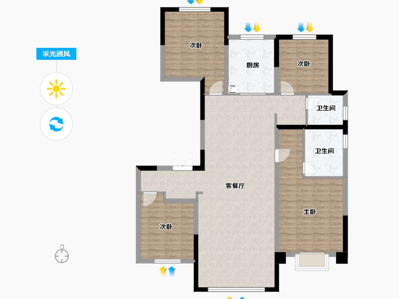 陕西省-西安市-西安天铂-132.00-户型库-采光通风