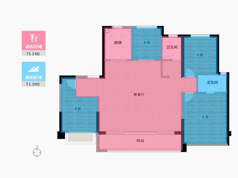 陕西省-西安市-招商央畔-114.36-户型库-动静分区