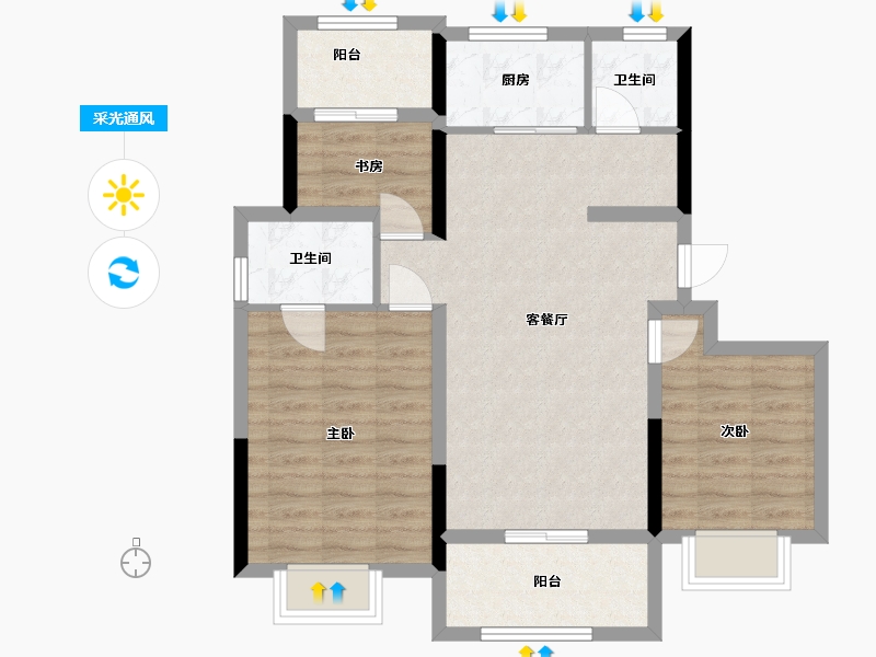 河南省-洛阳市-和昌御水湾-86.00-户型库-采光通风