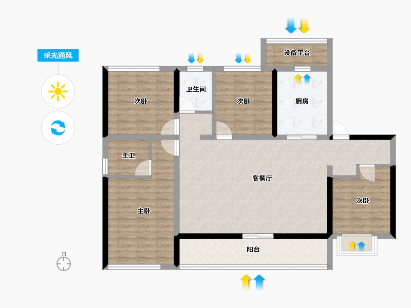 山东省-泰安市-泰山壹号院-111.93-户型库-采光通风