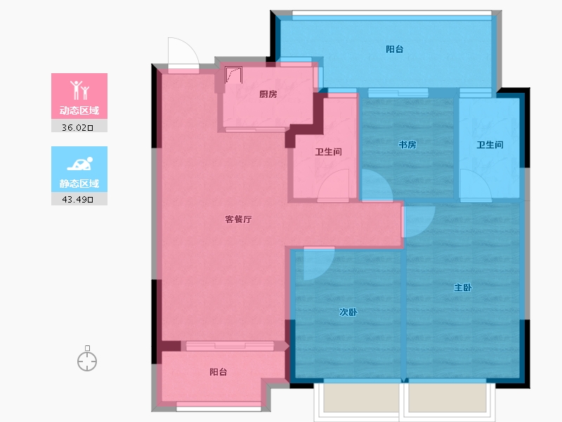 浙江省-嘉兴市-鸿翔宁郭府-70.50-户型库-动静分区