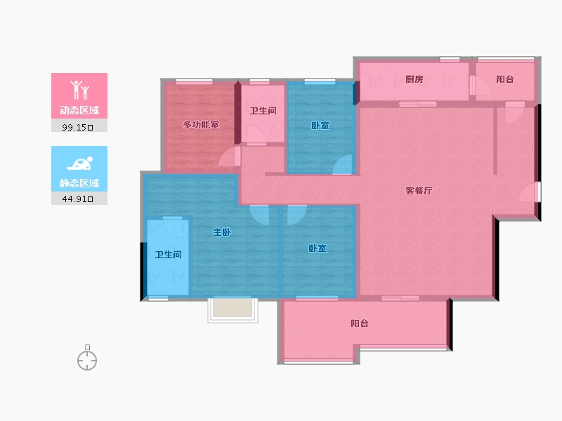 广东省-中山市-越秀建发·玺樾-129.61-户型库-动静分区