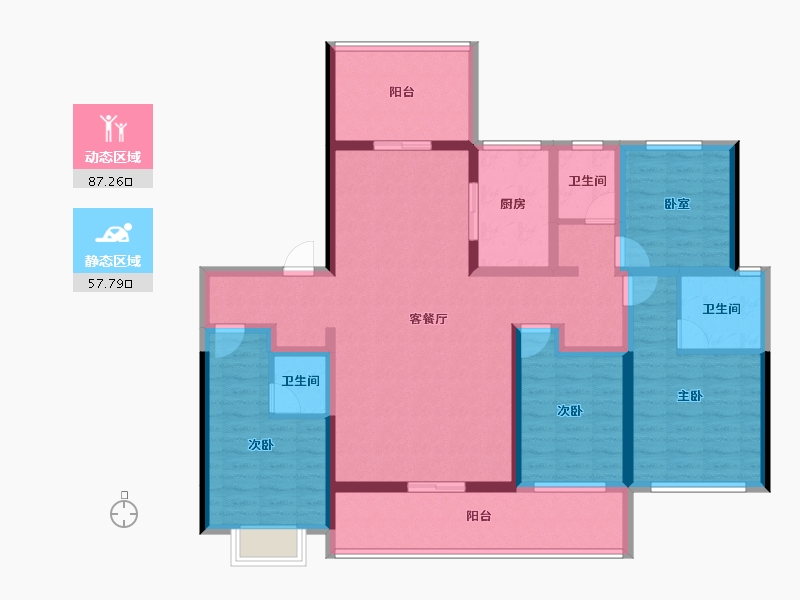 山东省-泰安市-泰山壹号院-128.23-户型库-动静分区