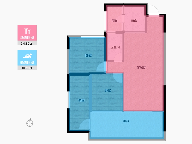 云南省-丽江市-方朋·上东院-65.60-户型库-动静分区