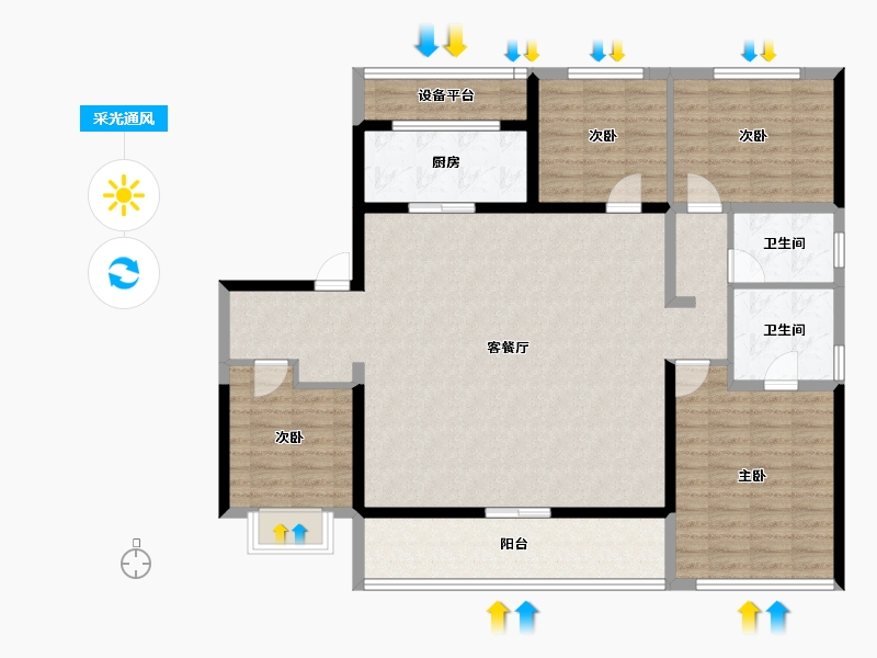 山东省-泰安市-泰山壹号院-132.08-户型库-采光通风