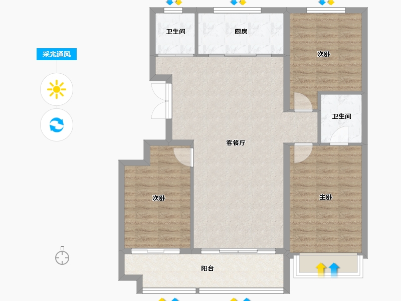 山东省-潍坊市-恒信桃李东方-126.40-户型库-采光通风