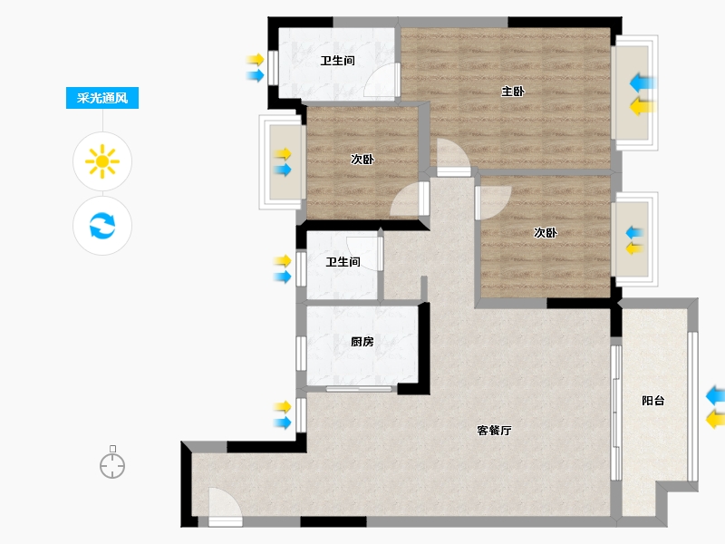 江苏省-常州市-绿地公园道-89.00-户型库-采光通风