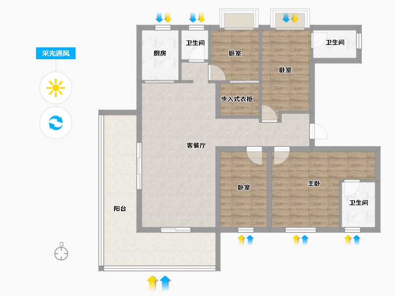 云南省-临沧市-海棠佳园四期·天汇-114.41-户型库-采光通风