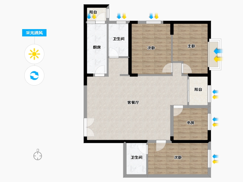 云南省-昆明市-悦满欣城-90.00-户型库-采光通风