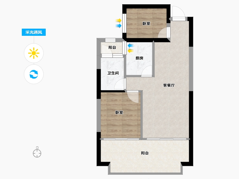 云南省-丽江市-方朋·上东院-50.40-户型库-采光通风