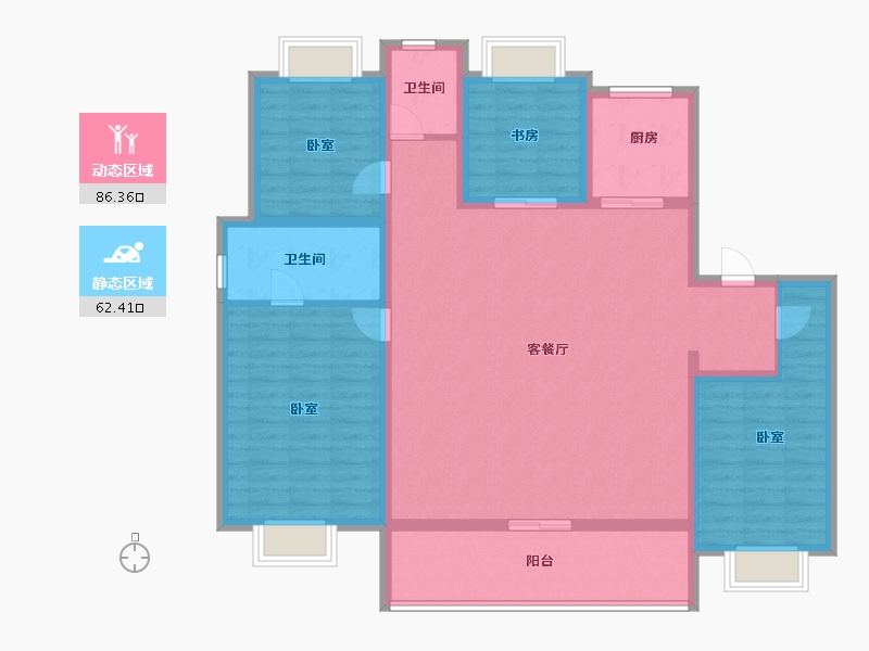 江苏省-泰州市-金通·桃李江南-134.41-户型库-动静分区