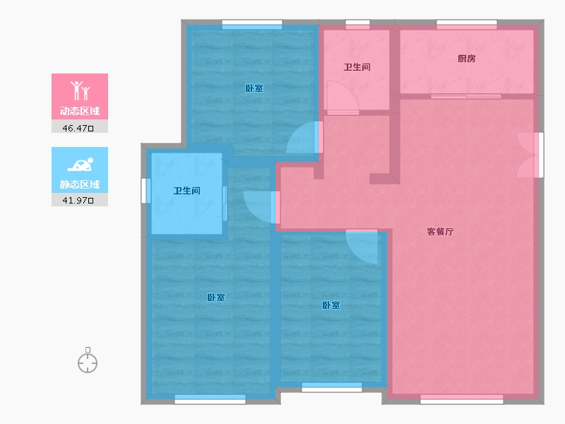 新疆维吾尔自治区-乌鲁木齐市-交建·雅苑-78.68-户型库-动静分区