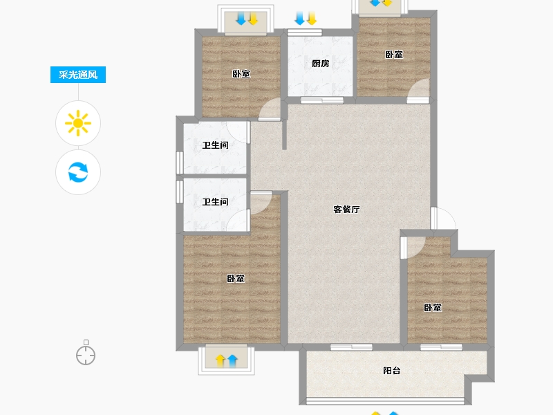 江苏省-泰州市-金通·桃李江南-104.01-户型库-采光通风