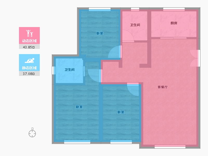 新疆维吾尔自治区-乌鲁木齐市-交建·雅苑-71.45-户型库-动静分区