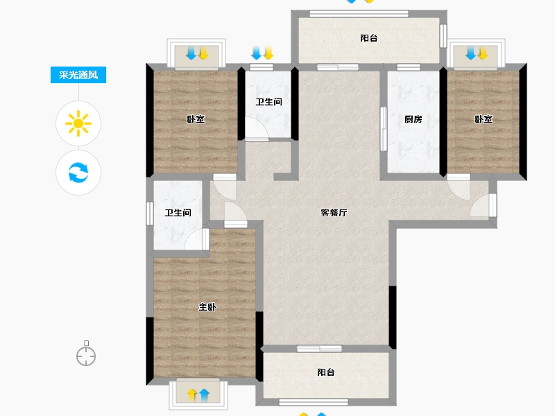 湖北省-咸宁市-乐家小区-120.00-户型库-采光通风