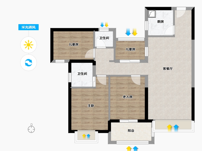 福建省-漳州市-海西如意城-103.00-户型库-采光通风