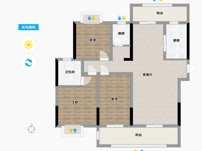 湖北省-咸宁市-乐家小区-118.00-户型库-采光通风