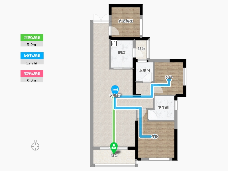 湖南省-长沙市-蔷薇国际-80.00-户型库-动静线