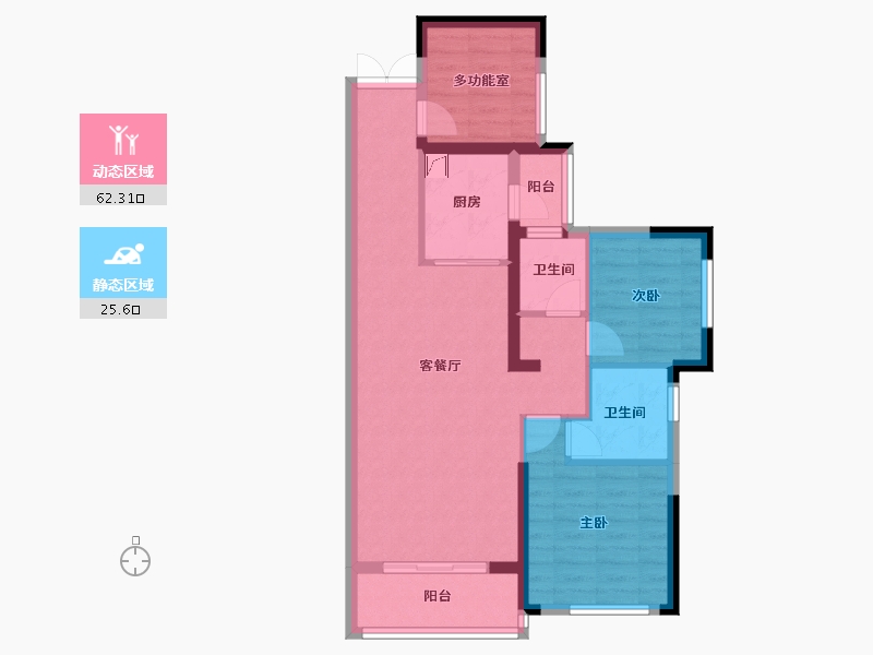 湖南省-长沙市-蔷薇国际-80.00-户型库-动静分区