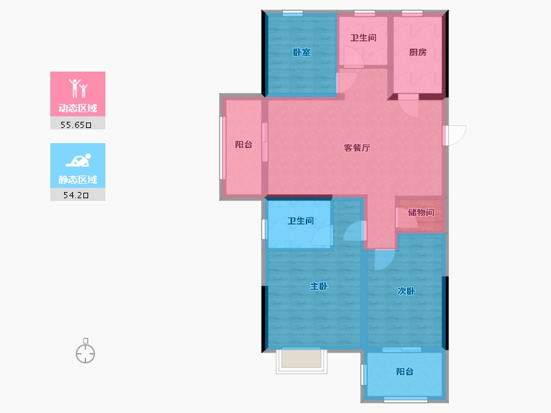 江苏省-苏州市-梦悦佳苑-98.00-户型库-动静分区