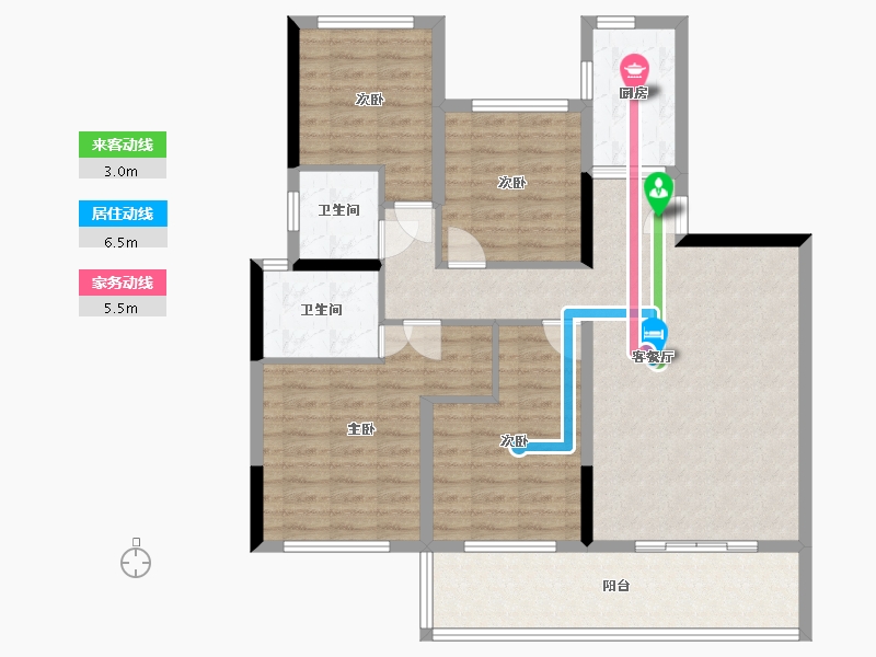 河南省-驻马店市-阳光翡翠院子-115.00-户型库-动静线