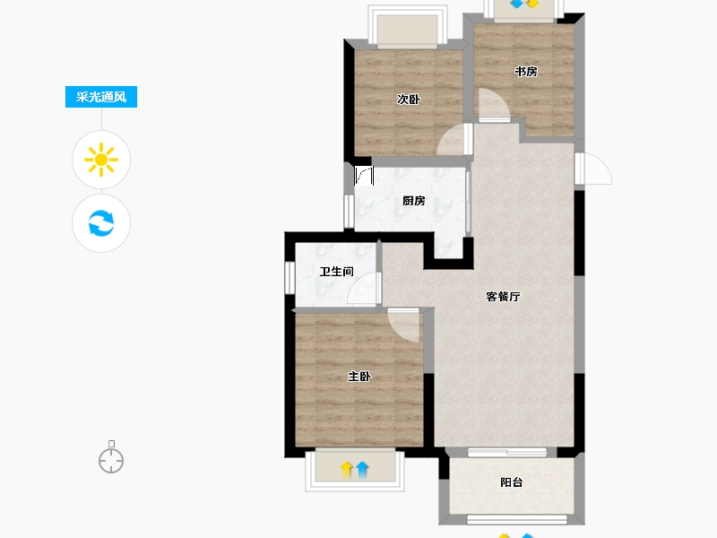 江苏省-镇江市-仙林首望城-63.00-户型库-采光通风