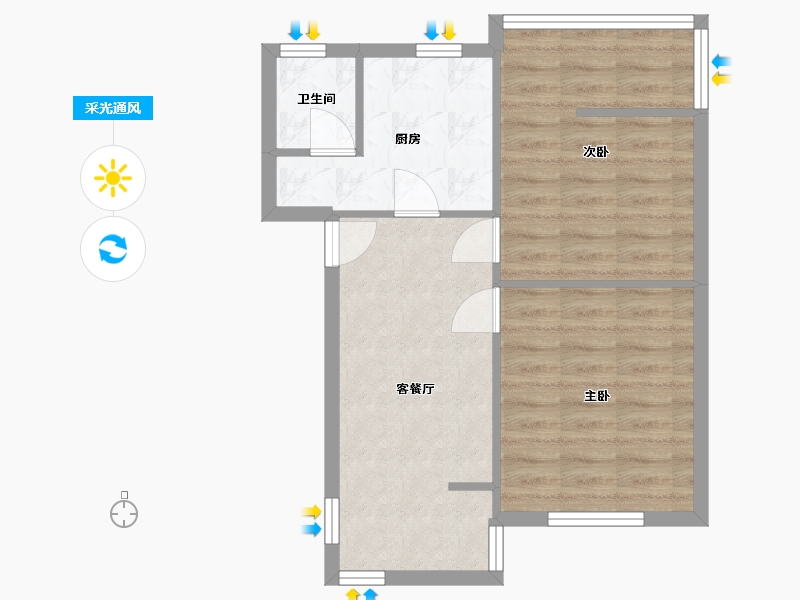 四川省-成都市-玉林街道-53.25-户型库-采光通风