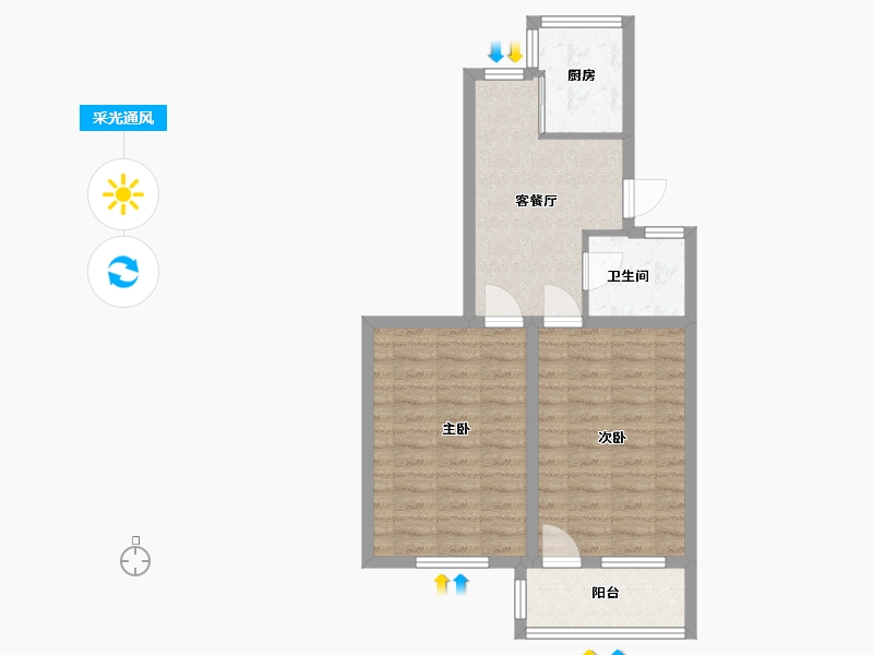 江苏省-苏州市-彩香一村-三区-61.48-户型库-采光通风