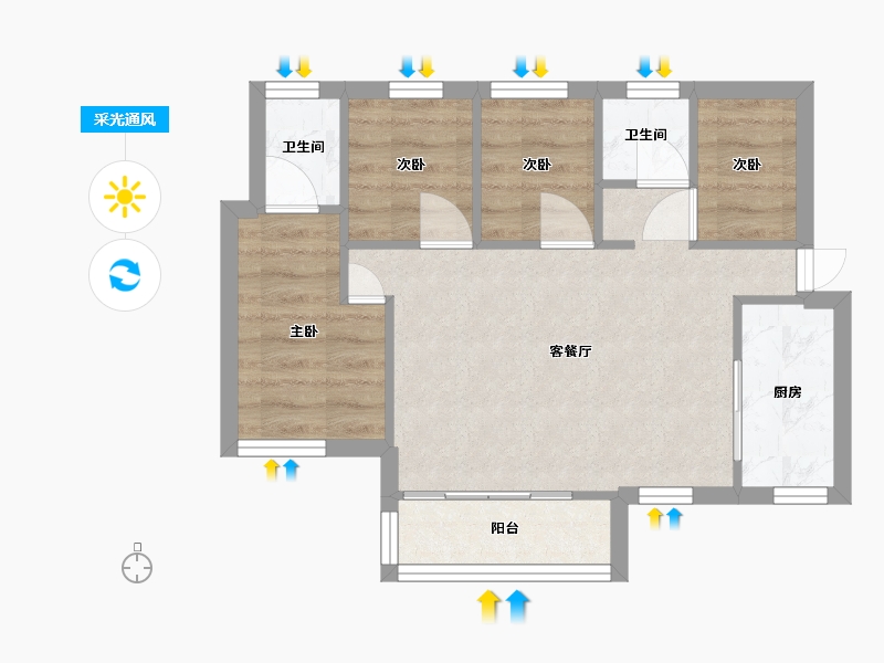 广东省-韶关市-保利时光印象-120.00-户型库-采光通风