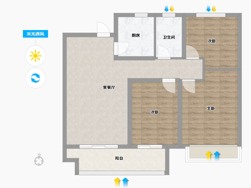 山东省-济宁市-圣润公馆-85.00-户型库-采光通风