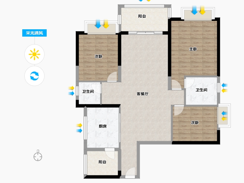 广东省-湛江市-申蓝宝邸-101.00-户型库-采光通风