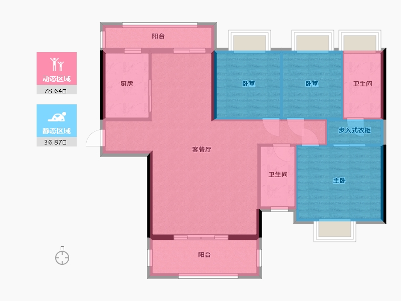 广东省-清远市-东建凯旋新城-128.00-户型库-动静分区