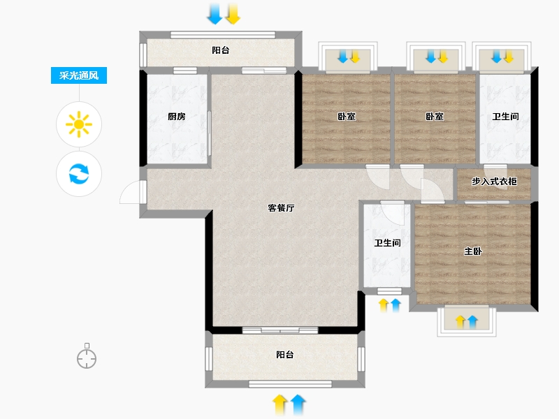 广东省-清远市-东建凯旋新城-128.00-户型库-采光通风