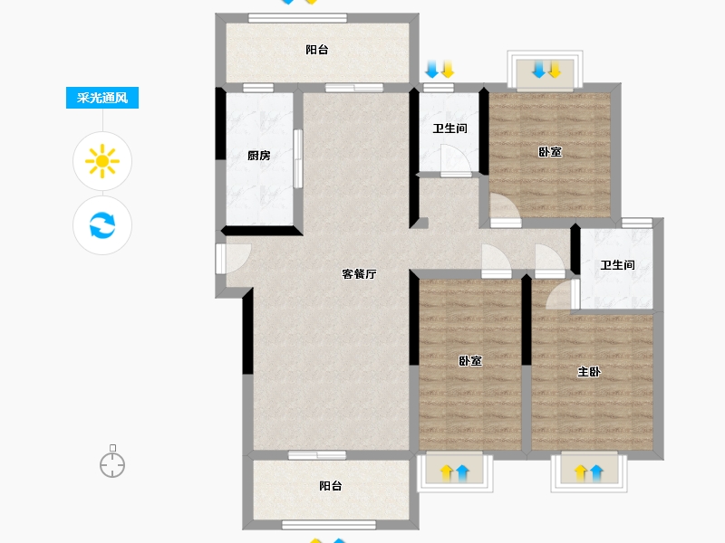 湖北省-咸宁市-乐家小区-110.00-户型库-采光通风