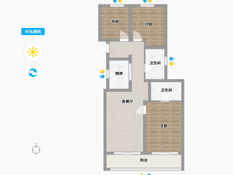 浙江省-杭州市-世茂璀璨澜宸-89.00-户型库-采光通风